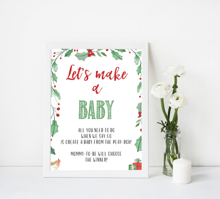 lets make a baby, christmas baby games, festive baby shower, christmas baby shower, fun baby games, printable baby games