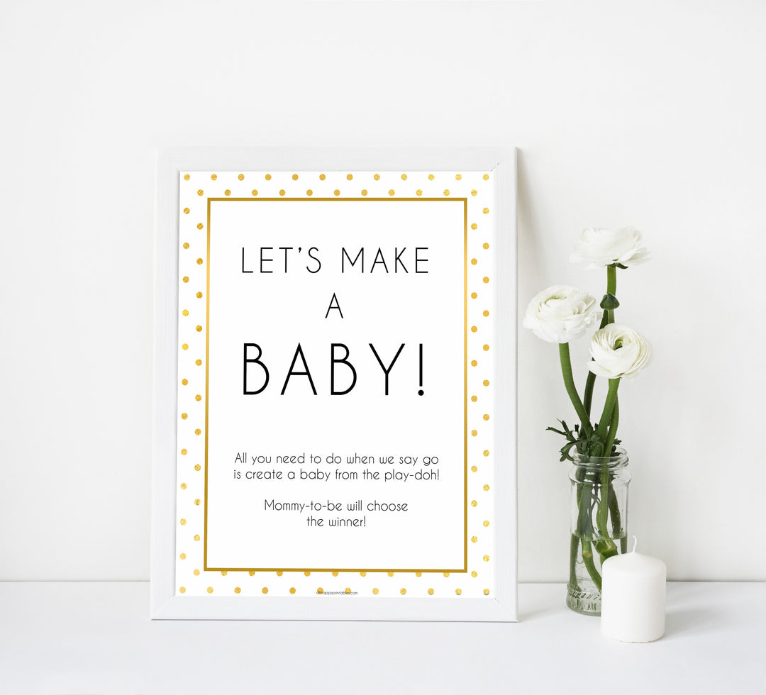 lets make a baby game, play doh baby game, Printable baby shower games, baby gold dots fun baby games, baby shower games, fun baby shower ideas, top baby shower ideas, gold glitter shower baby shower, friends baby shower ideas