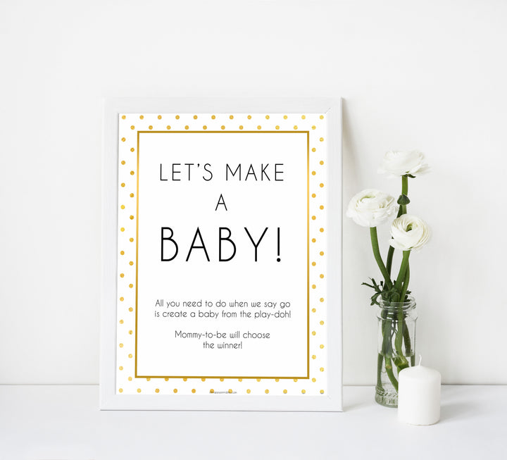 lets make a baby game, play doh baby game, Printable baby shower games, baby gold dots fun baby games, baby shower games, fun baby shower ideas, top baby shower ideas, gold glitter shower baby shower, friends baby shower ideas