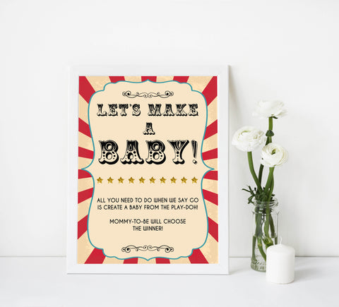 lets make a baby game, make a baby game, Printable baby shower games, circus fun baby games, baby shower games, fun baby shower ideas, top baby shower ideas, carnival baby shower, circus baby shower ideas