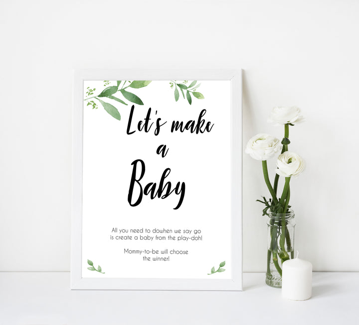 Lets Make A Baby Game, Printable baby shower games, botanical baby shower games, floral baby shower ideas, fun baby shower ideas