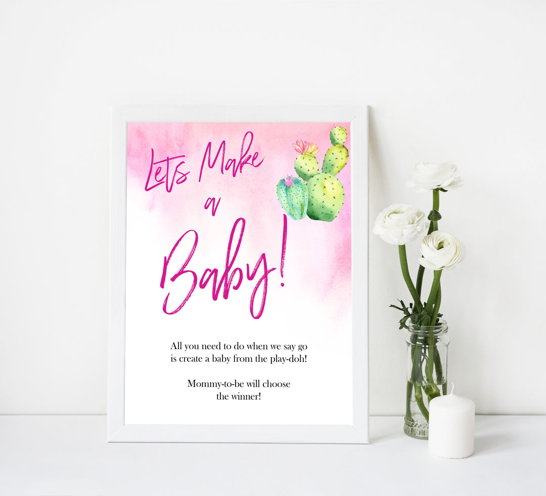 Cactus baby games, lets make a baby, baby play-doh game, printable baby shower games, Mexican baby shower, fun baby games, top baby games, best baby games, baby shower games