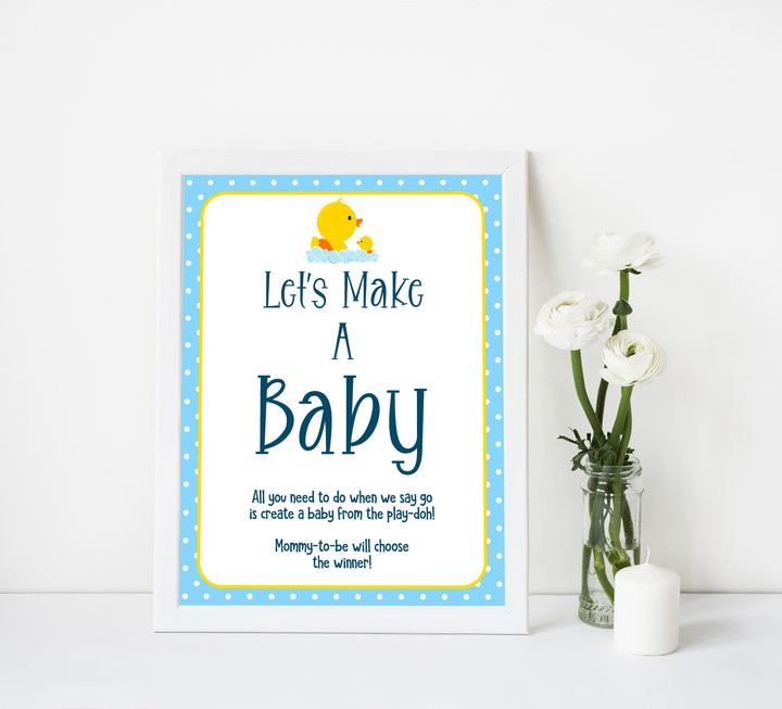 Rubber Ducky Baby Games, Lets Make A baby game, baby play-doh game, printable baby games, fun baby shower ideas, best baby shower games