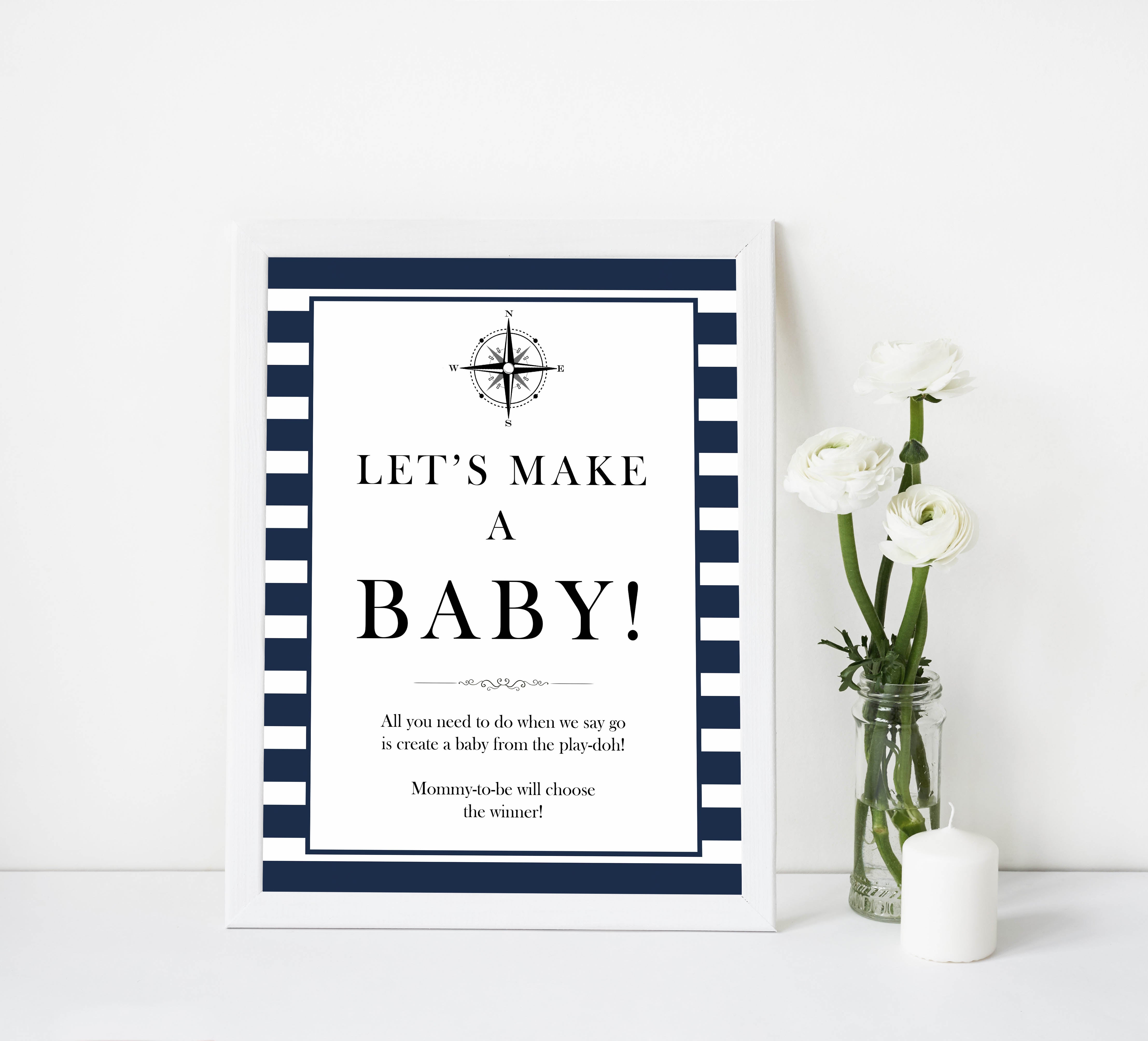 Lets make a baby sign, lets make a baby game, Printable baby shower games, nautical baby shower games, nautical baby games, fun baby shower games, top baby shower ideas