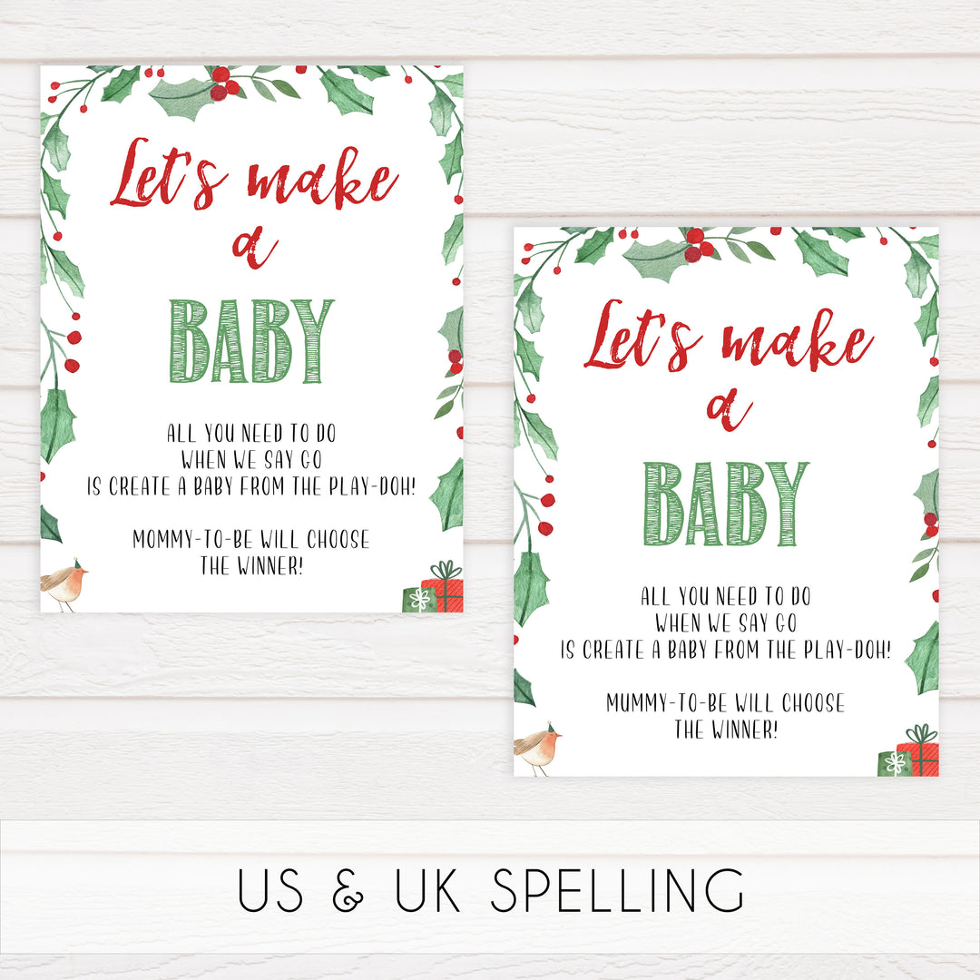 lets make a baby, christmas baby games, festive baby shower, christmas baby shower, fun baby games, printable baby games