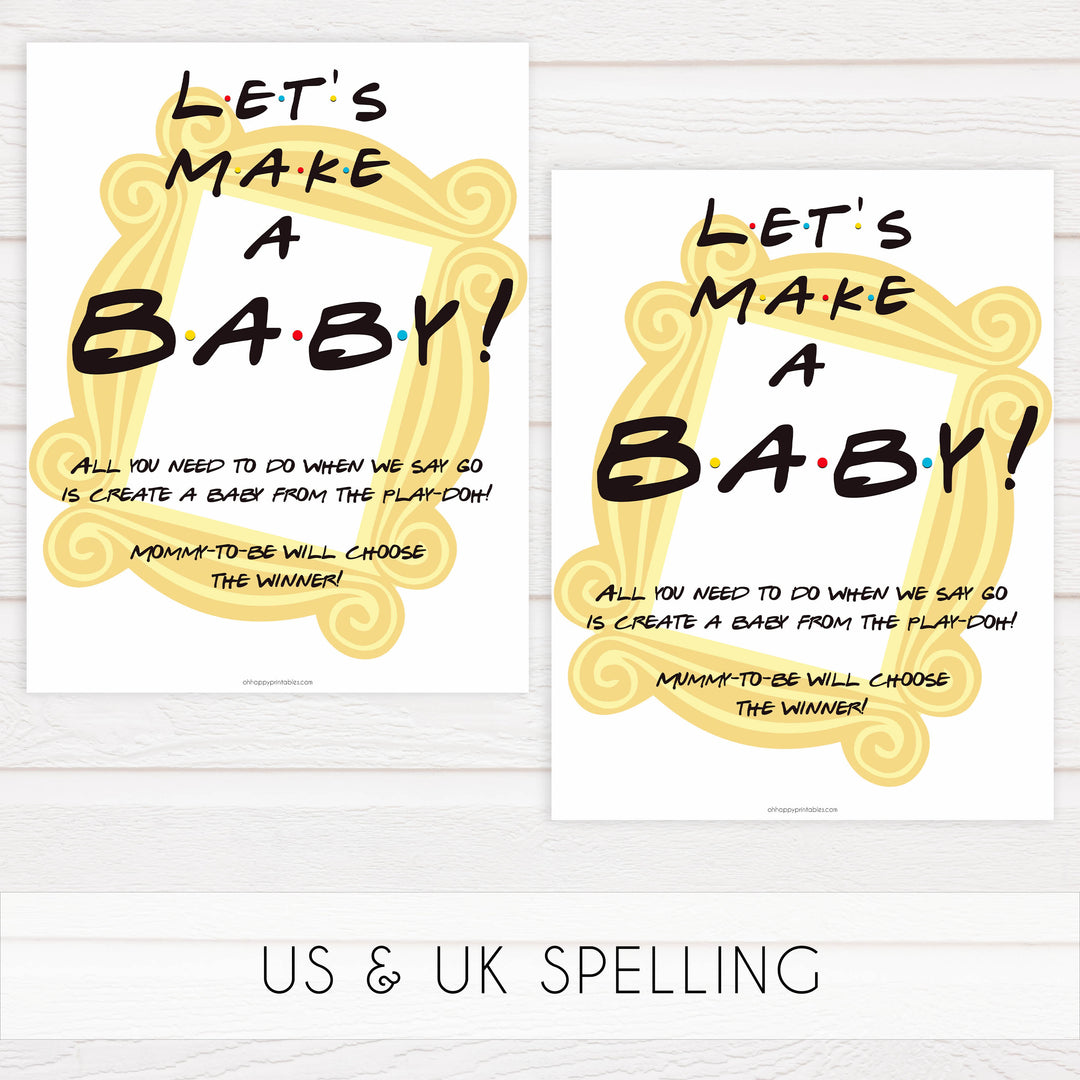 Lets make a baby game, play doh game, Printable baby shower games, friends fun baby games, baby shower games, fun baby shower ideas, top baby shower ideas, friends baby shower, friends baby shower ideas