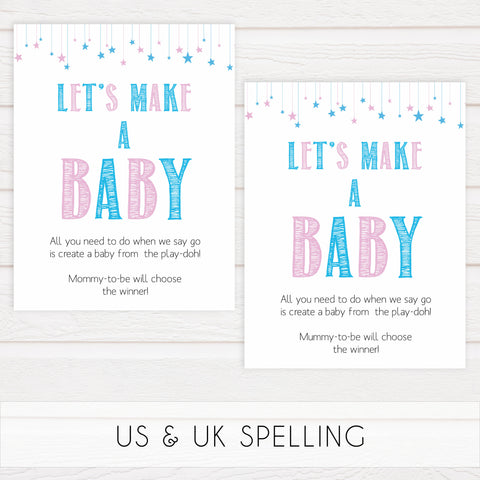 Gender reveal baby games, lets make a baby, printable baby shower games, fun baby games, top baby games, best baby games, baby shower games