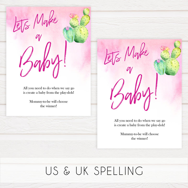 Cactus baby games, lets make a baby, baby play-doh game, printable baby shower games, Mexican baby shower, fun baby games, top baby games, best baby games, baby shower games