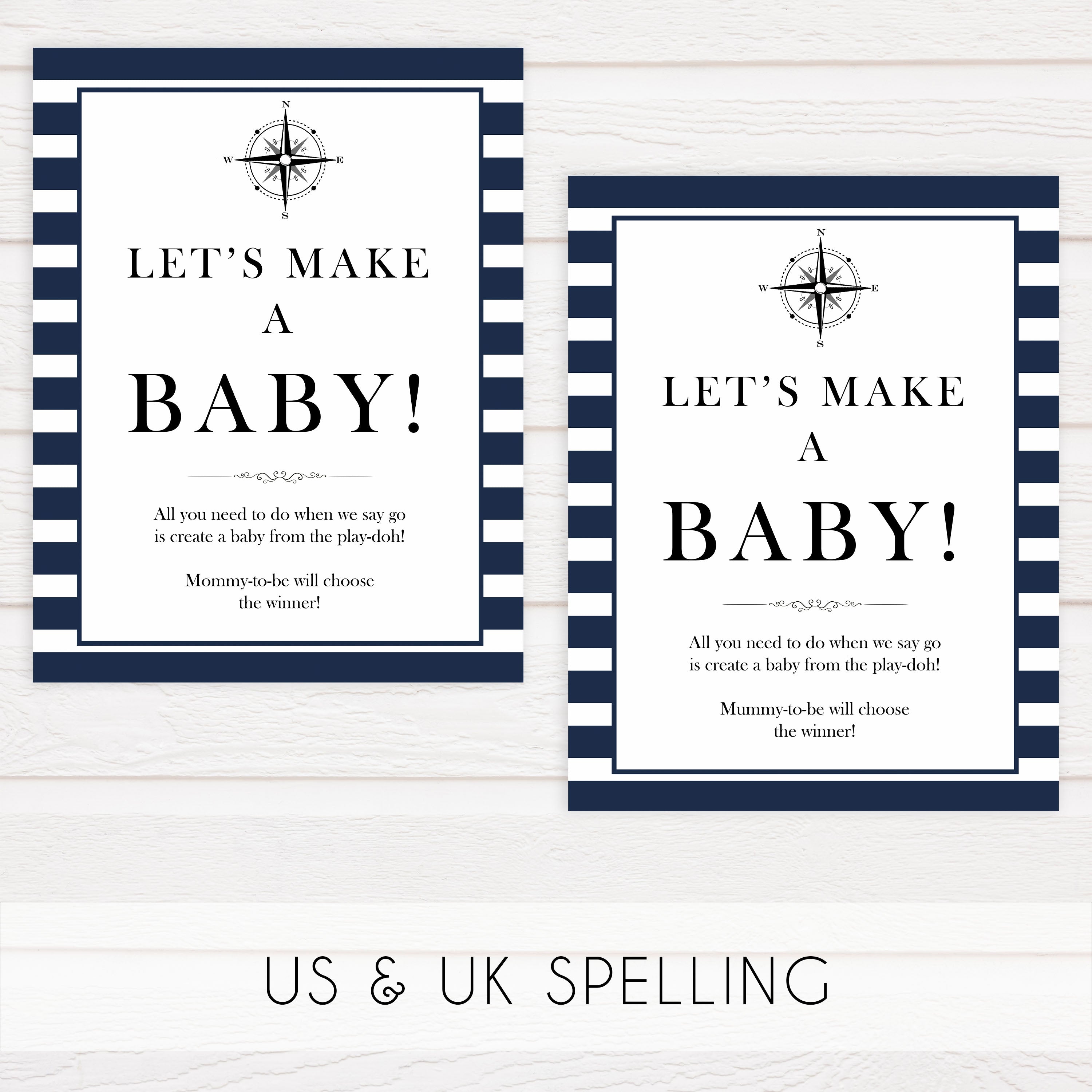 Lets make a baby sign, lets make a baby game, Printable baby shower games, nautical baby shower games, nautical baby games, fun baby shower games, top baby shower ideas