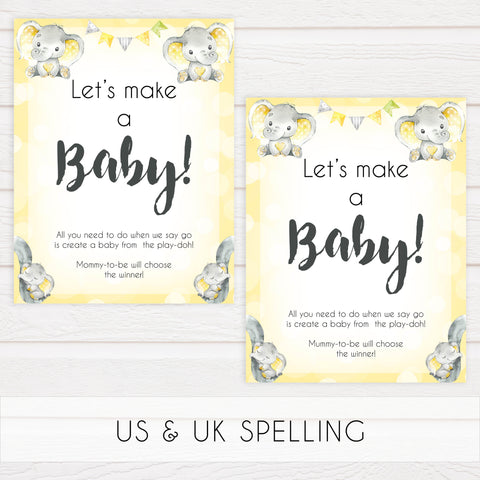 lets make a baby game, Printable baby shower games, fun baby games, baby shower games, fun baby shower ideas, top baby shower ideas, yellow elephant baby shower, blue baby shower ideas
