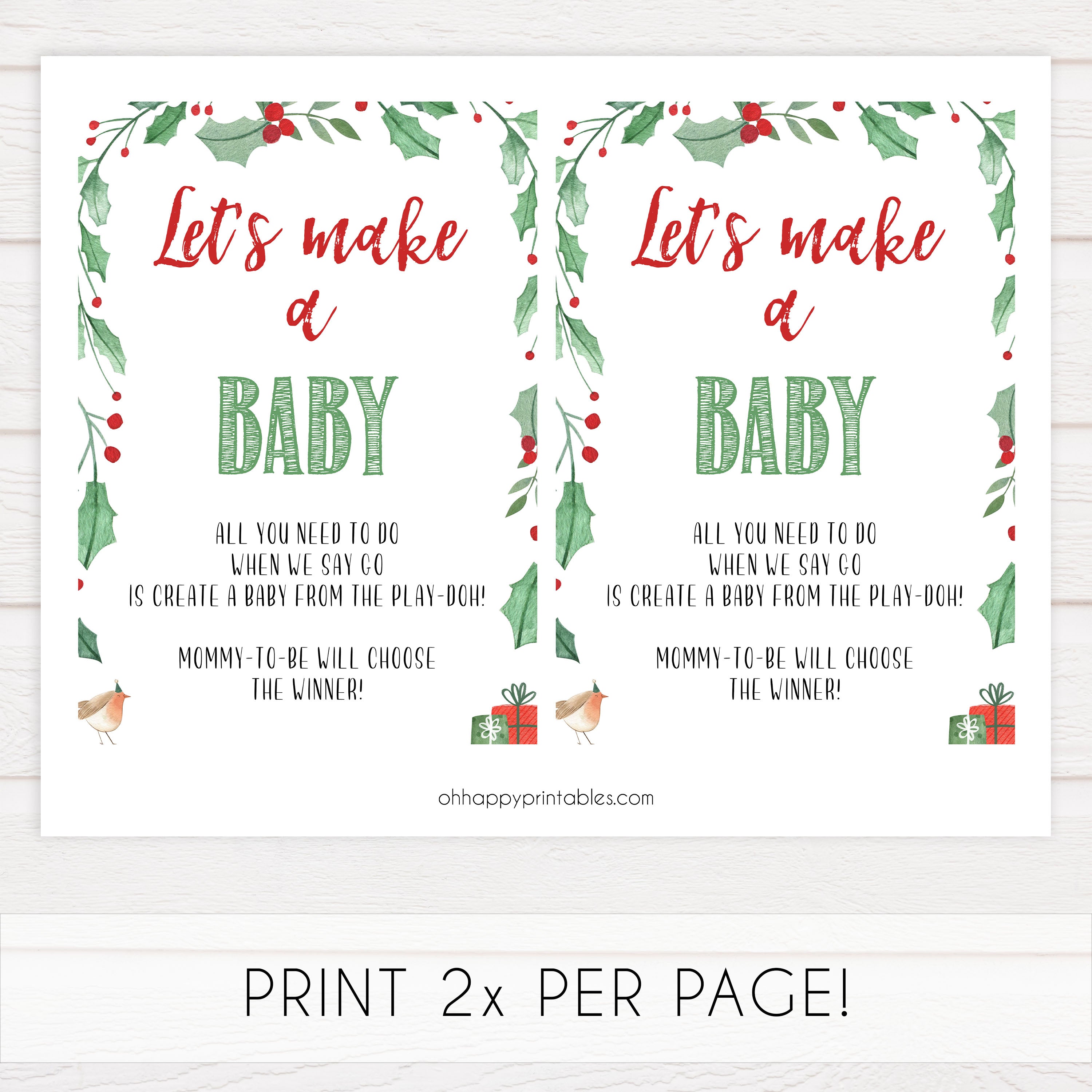 lets make a baby, christmas baby games, festive baby shower, christmas baby shower, fun baby games, printable baby games