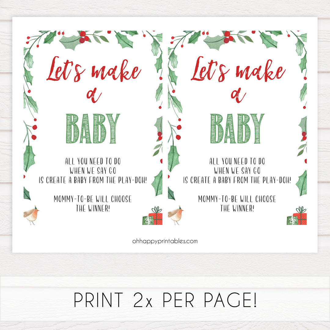 lets make a baby, christmas baby games, festive baby shower, christmas baby shower, fun baby games, printable baby games
