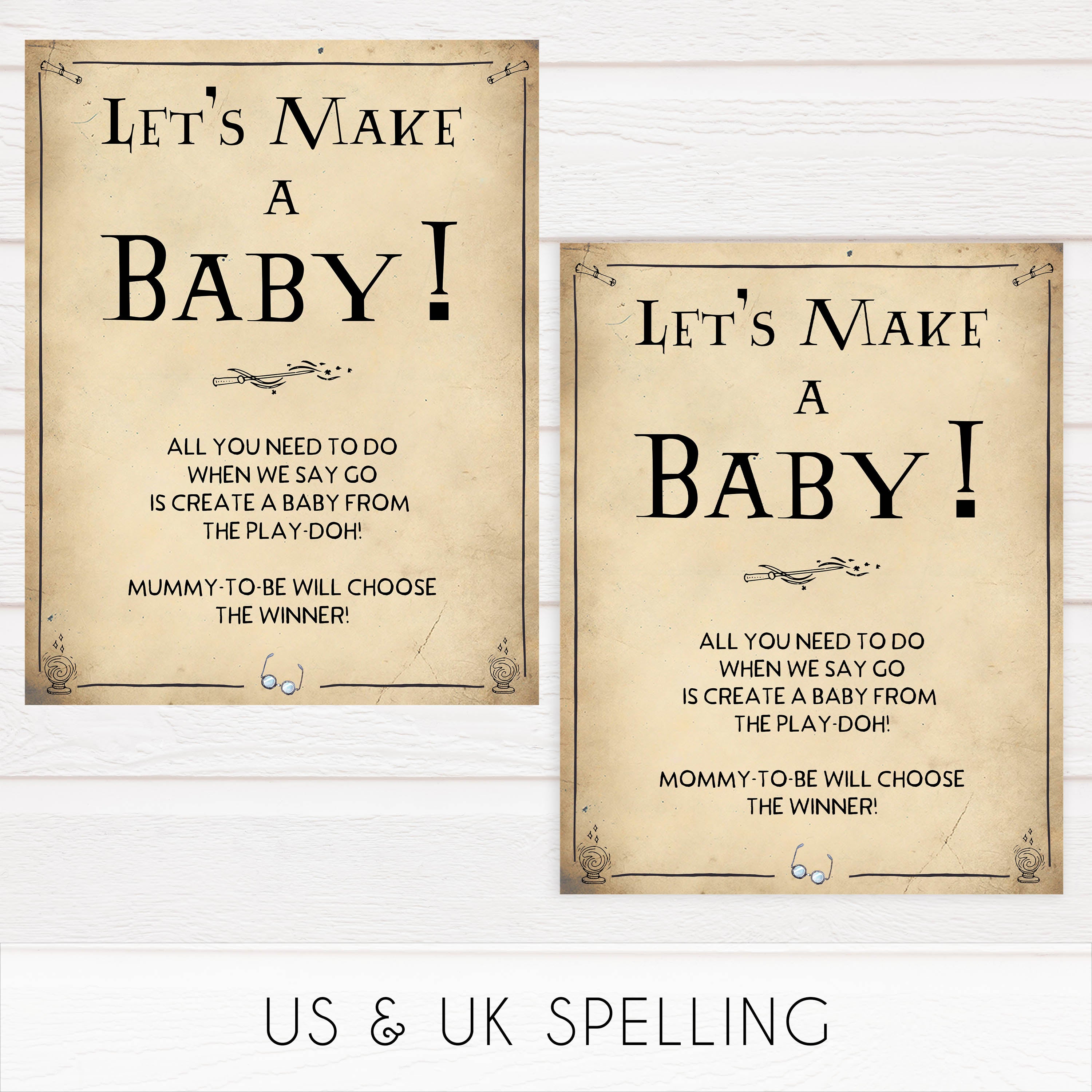 Lets Make A Baby Game, Wizard baby shower games, printable baby shower games, Harry Potter baby games, Harry Potter baby shower, fun baby shower games,  fun baby ideas