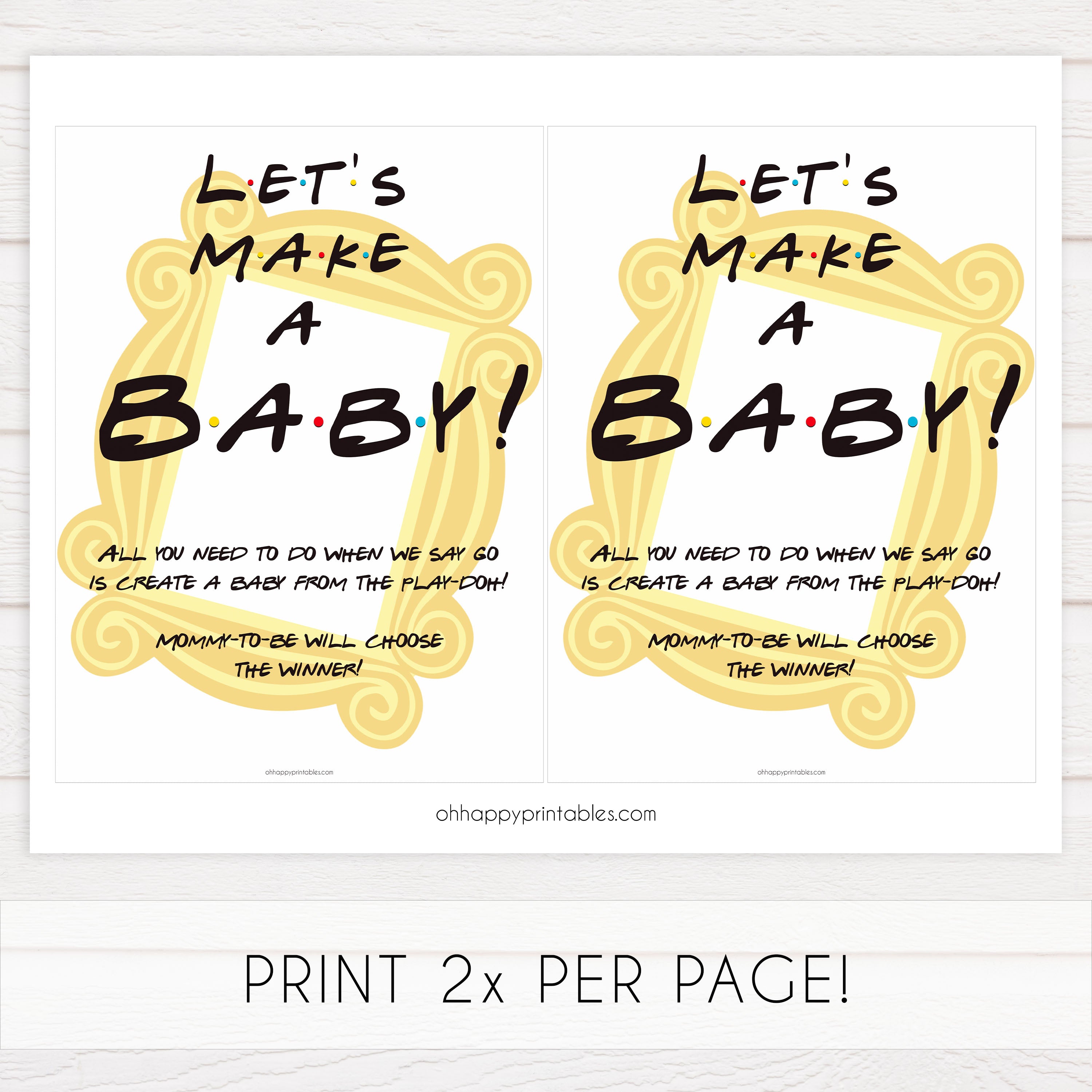 Lets make a baby game, play doh game, Printable baby shower games, friends fun baby games, baby shower games, fun baby shower ideas, top baby shower ideas, friends baby shower, friends baby shower ideas