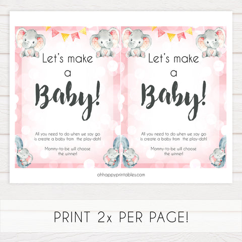 lets make a baby game, Printable baby shower games, fun abby games, baby shower games, fun baby shower ideas, top baby shower ideas, pink elephant baby shower, pink baby shower ideas