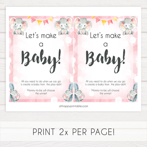 lets make a baby game, Printable baby shower games, fun abby games, baby shower games, fun baby shower ideas, top baby shower ideas, pink elephant baby shower, pink baby shower ideas