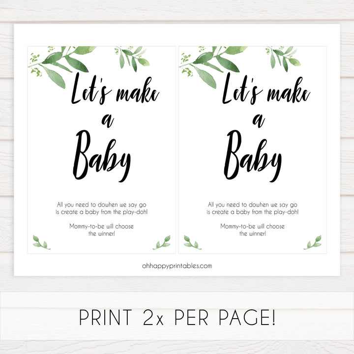 Lets Make A Baby Game, Printable baby shower games, botanical baby shower games, floral baby shower ideas, fun baby shower ideas