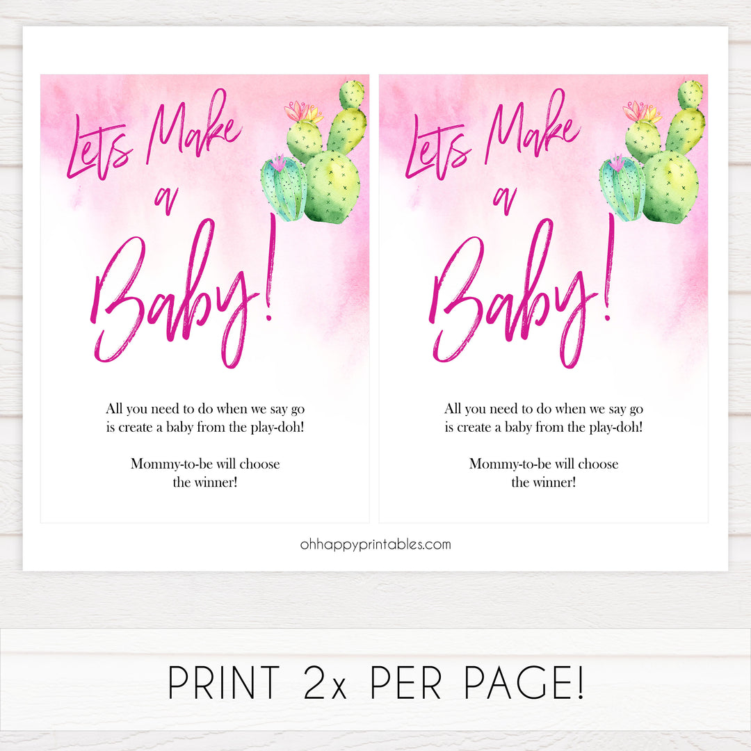 Cactus baby games, lets make a baby, baby play-doh game, printable baby shower games, Mexican baby shower, fun baby games, top baby games, best baby games, baby shower games