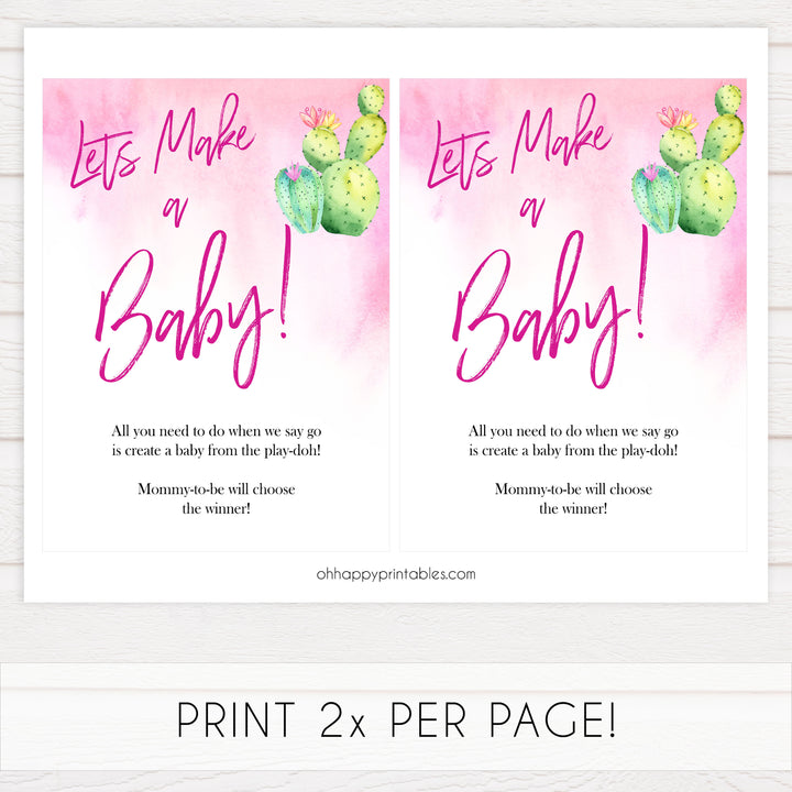 Cactus baby games, lets make a baby, baby play-doh game, printable baby shower games, Mexican baby shower, fun baby games, top baby games, best baby games, baby shower games