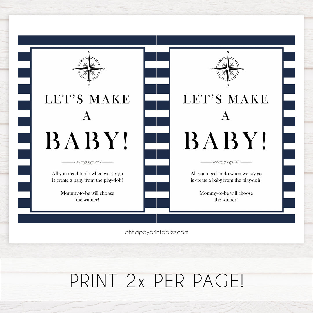 Lets make a baby sign, lets make a baby game, Printable baby shower games, nautical baby shower games, nautical baby games, fun baby shower games, top baby shower ideas