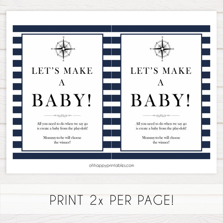 Lets make a baby sign, lets make a baby game, Printable baby shower games, nautical baby shower games, nautical baby games, fun baby shower games, top baby shower ideas