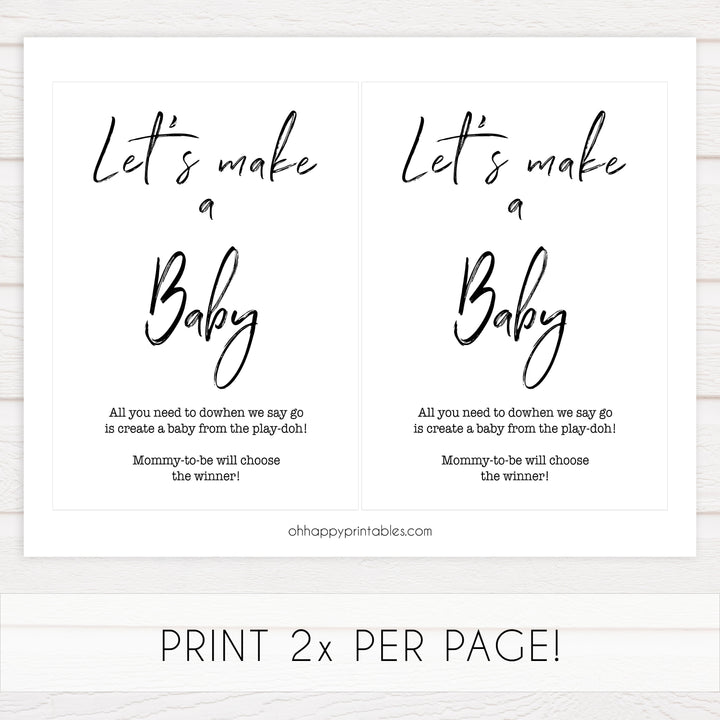 lets make a baby game, printable baby shower games, gender neutral baby shower games, fun baby shower ideas