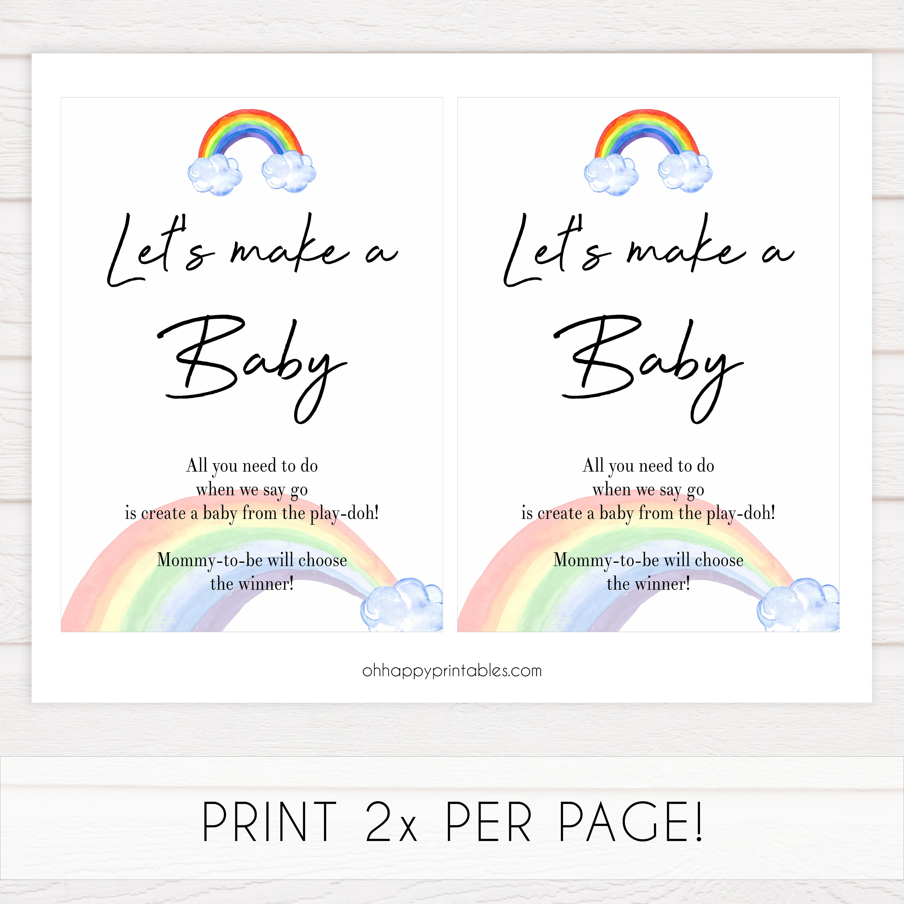 rainbow baby shower games, lets make a baby, make a baby game, printable baby games, fun baby shower ideas, top baby games