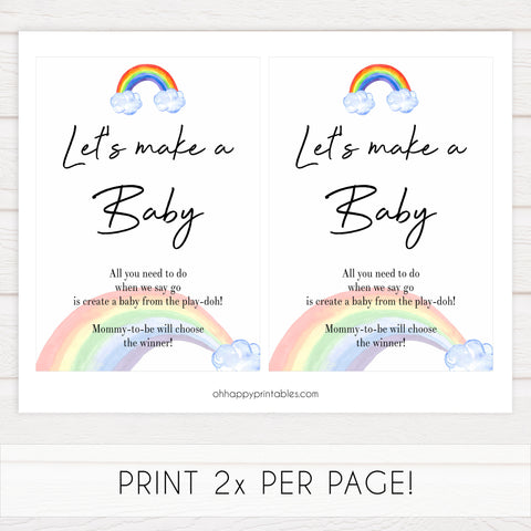 rainbow baby shower games, lets make a baby, make a baby game, printable baby games, fun baby shower ideas, top baby games