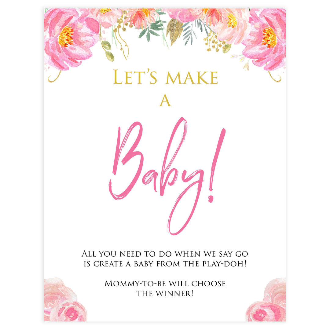 lets make a baby game, baby play-doh game, Printable baby shower games, blush floral fun baby games, baby shower games, fun baby shower ideas, top baby shower ideas, blush baby shower, blue baby shower ideas