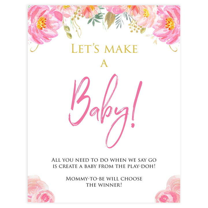 lets make a baby game, baby play-doh game, Printable baby shower games, blush floral fun baby games, baby shower games, fun baby shower ideas, top baby shower ideas, blush baby shower, blue baby shower ideas