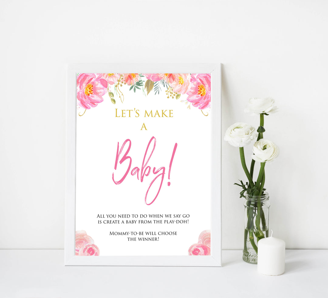 lets make a baby game, baby play-doh game, Printable baby shower games, blush floral fun baby games, baby shower games, fun baby shower ideas, top baby shower ideas, blush baby shower, blue baby shower ideas