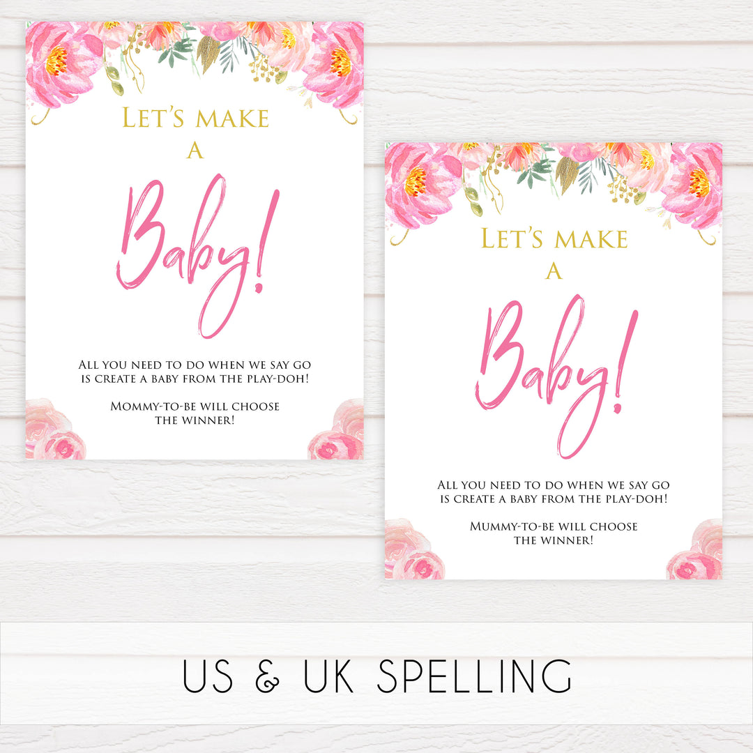 lets make a baby game, baby play-doh game, Printable baby shower games, blush floral fun baby games, baby shower games, fun baby shower ideas, top baby shower ideas, blush baby shower, blue baby shower ideas