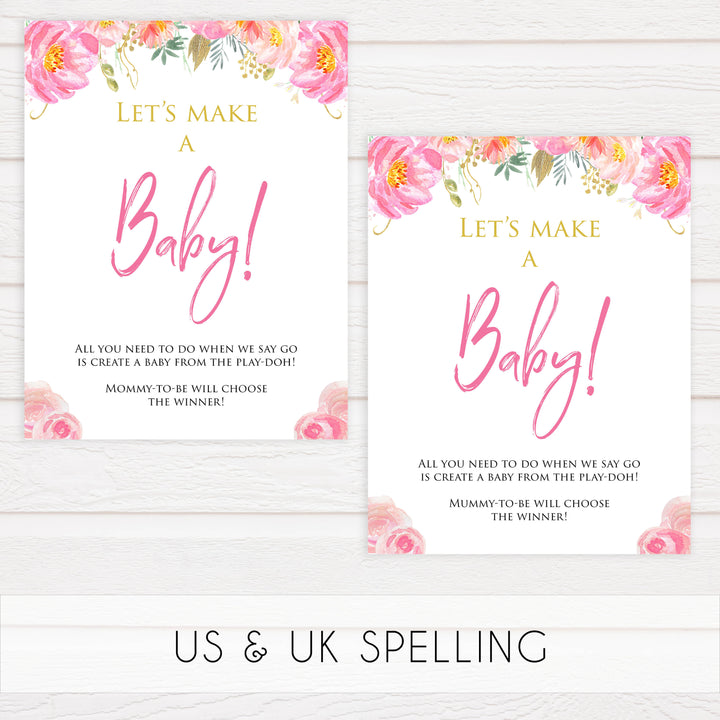 lets make a baby game, baby play-doh game, Printable baby shower games, blush floral fun baby games, baby shower games, fun baby shower ideas, top baby shower ideas, blush baby shower, blue baby shower ideas