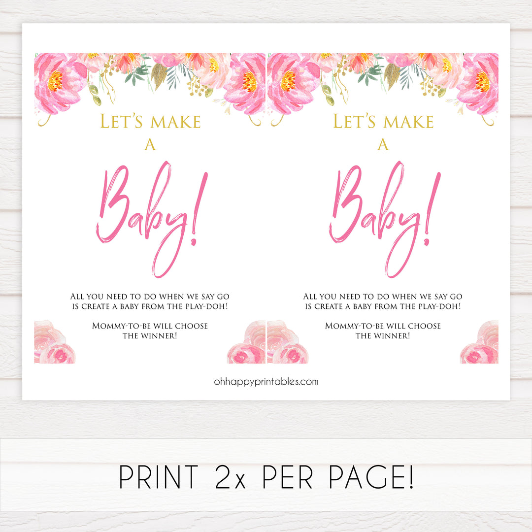 lets make a baby game, baby play-doh game, Printable baby shower games, blush floral fun baby games, baby shower games, fun baby shower ideas, top baby shower ideas, blush baby shower, blue baby shower ideas
