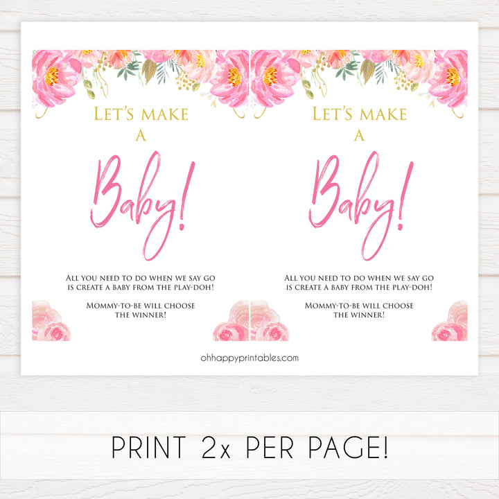 lets make a baby game, baby play-doh game, Printable baby shower games, blush floral fun baby games, baby shower games, fun baby shower ideas, top baby shower ideas, blush baby shower, blue baby shower ideas