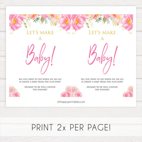 lets make a baby game, baby play-doh game, Printable baby shower games, blush floral fun baby games, baby shower games, fun baby shower ideas, top baby shower ideas, blush baby shower, blue baby shower ideas
