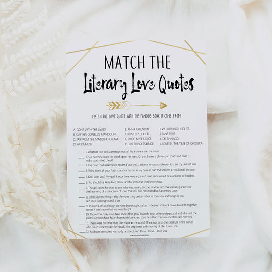 Match the Literary Love Quotes - Bride Tribe