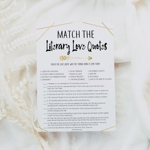 Match the Literary Love Quotes - Bride Tribe