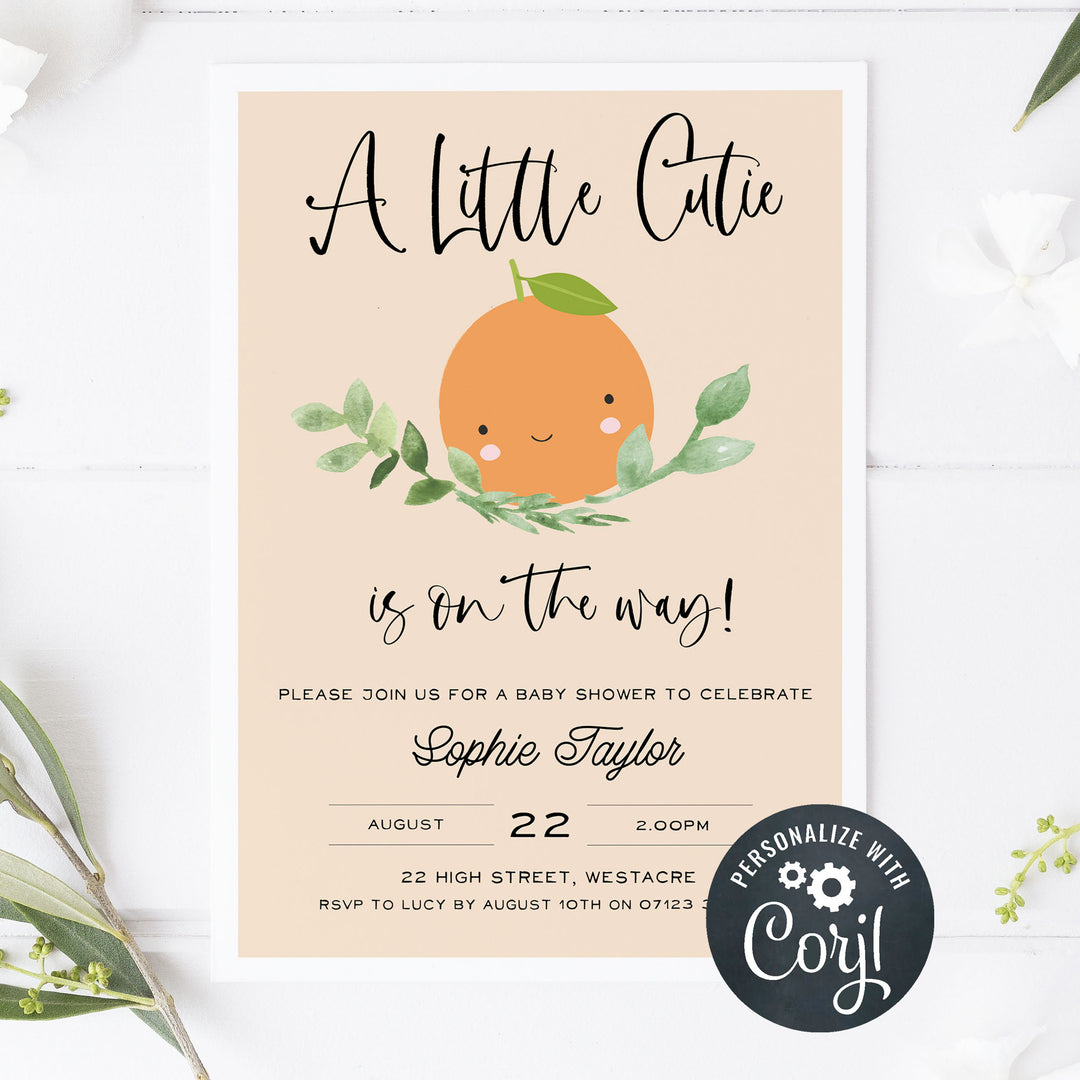 editable baby shower invitations, printable little cutie baby shower invitations, editable baby invites, little cutie baby shower theme, baby invitations