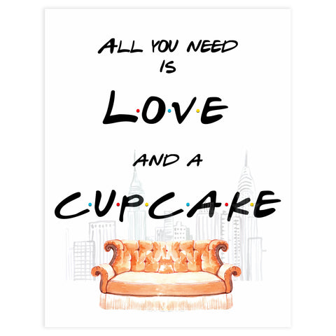 love and cupcake sign, Printable bridal shower signs, friends bridal shower decor, friends bridal shower decor ideas, fun bridal shower decor, bridal shower game ideas, friends bridal shower ideas