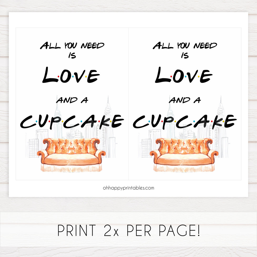 love and cupcake sign, Printable bridal shower signs, friends bridal shower decor, friends bridal shower decor ideas, fun bridal shower decor, bridal shower game ideas, friends bridal shower ideas
