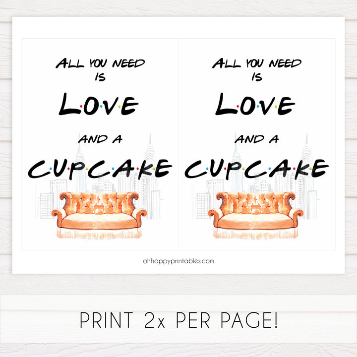 love and cupcake sign, Printable bridal shower signs, friends bridal shower decor, friends bridal shower decor ideas, fun bridal shower decor, bridal shower game ideas, friends bridal shower ideas