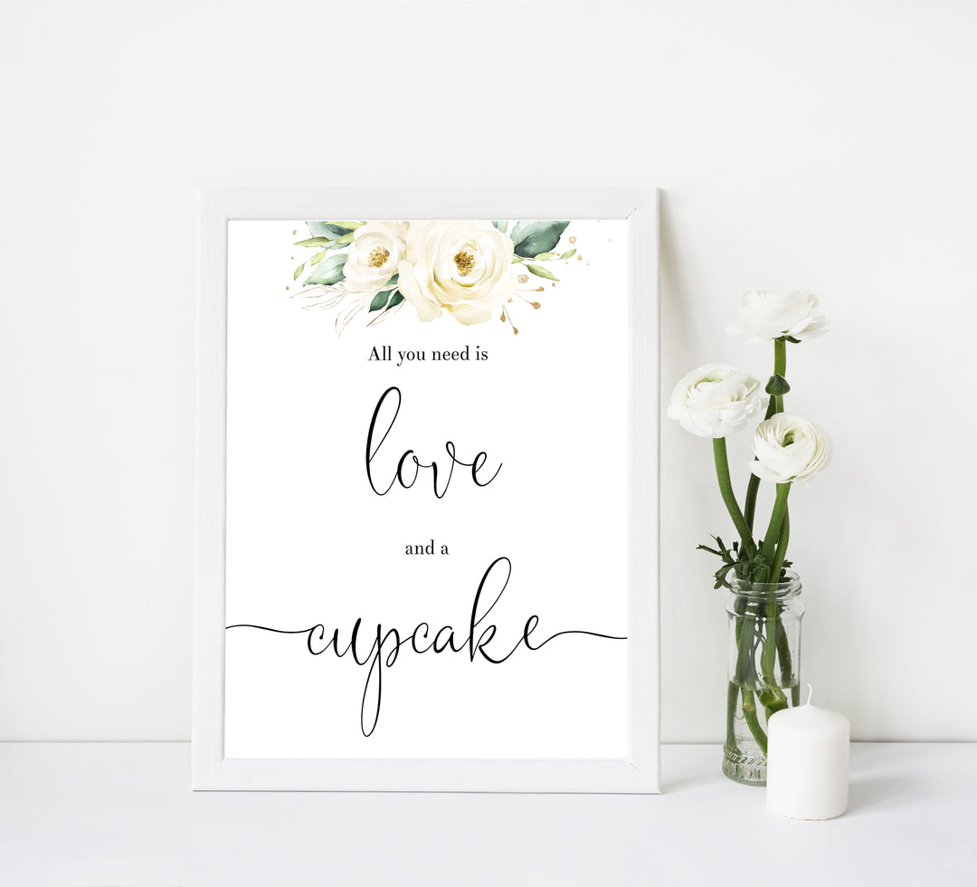 love and a cupcake sign, Printable bridal shower signs, floral bridal shower decor, floral bridal shower decor ideas, fun bridal shower decor, bridal shower game ideas, floral bridal shower ideas