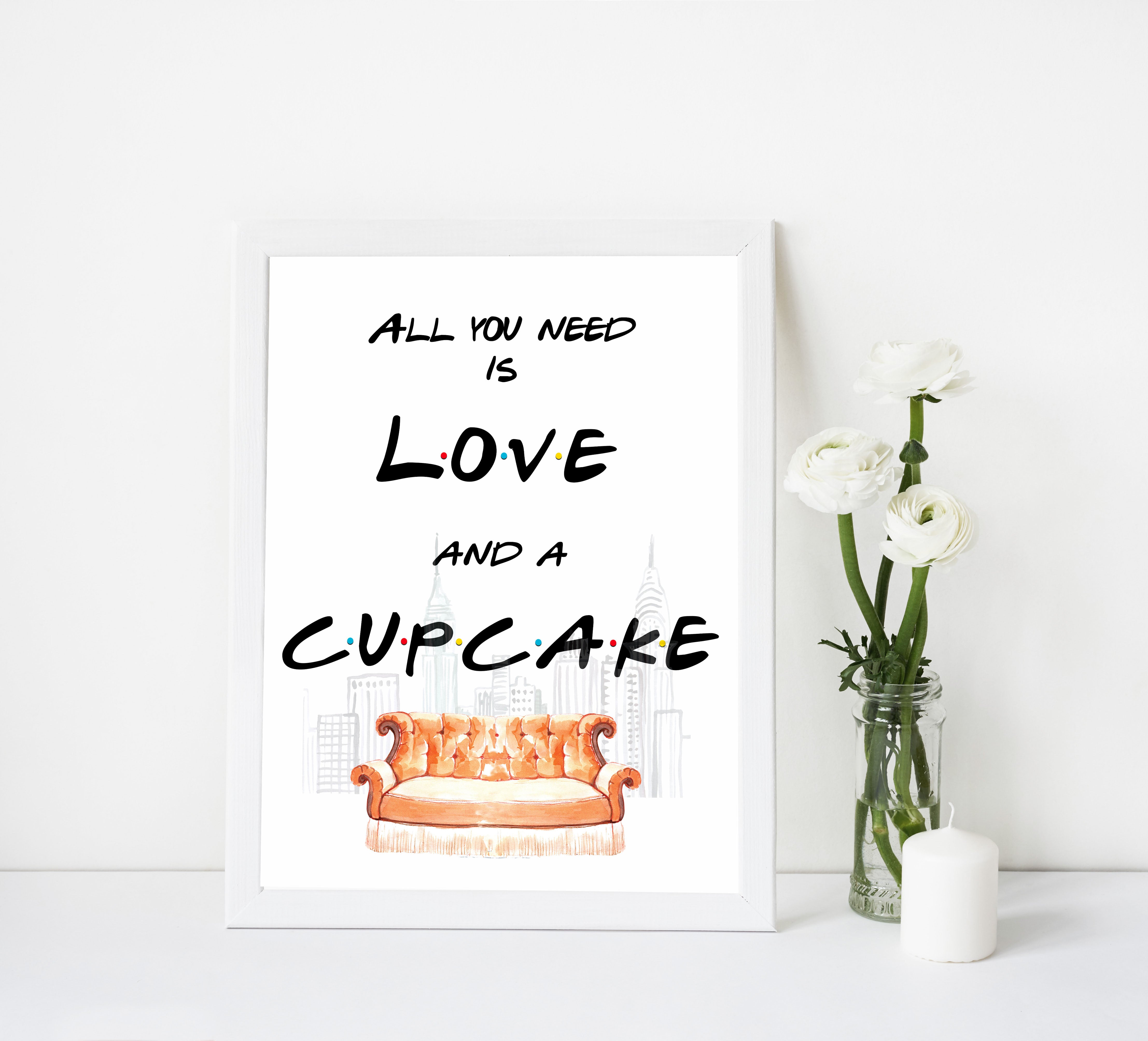 love and cupcake sign, Printable bridal shower signs, friends bridal shower decor, friends bridal shower decor ideas, fun bridal shower decor, bridal shower game ideas, friends bridal shower ideas