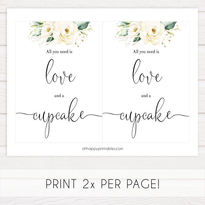 love and a cupcake sign, Printable bridal shower signs, floral bridal shower decor, floral bridal shower decor ideas, fun bridal shower decor, bridal shower game ideas, floral bridal shower ideas