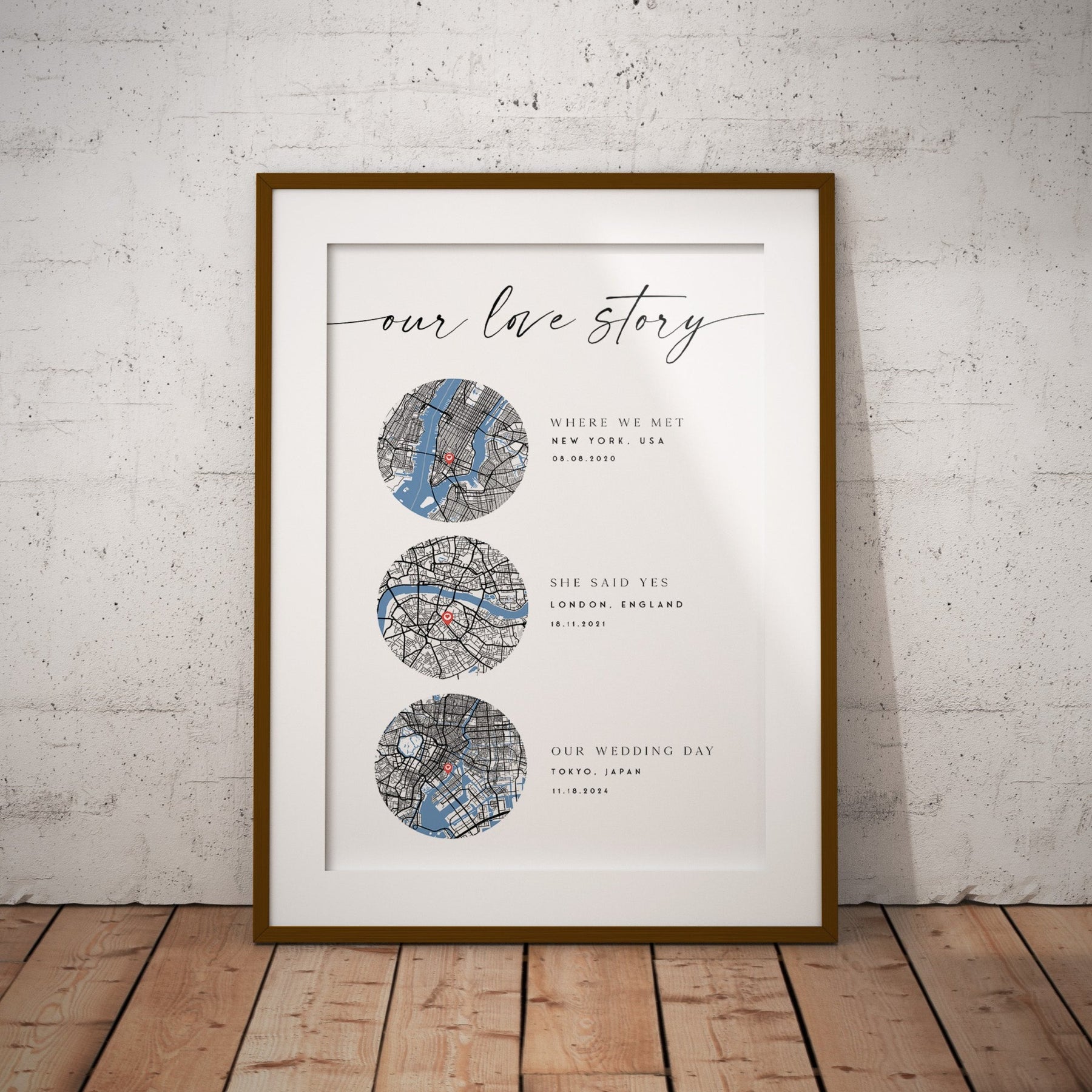 Our Love Story Custom Map Printable - Couples Gifts – OhHappyPrintables