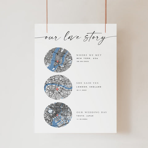 Our Love Story Custom Map Printable, Met Engaged Married Map, Gifts Her, Gifts For Him, Christmas Gifts, Our Story So Far, Personalised
