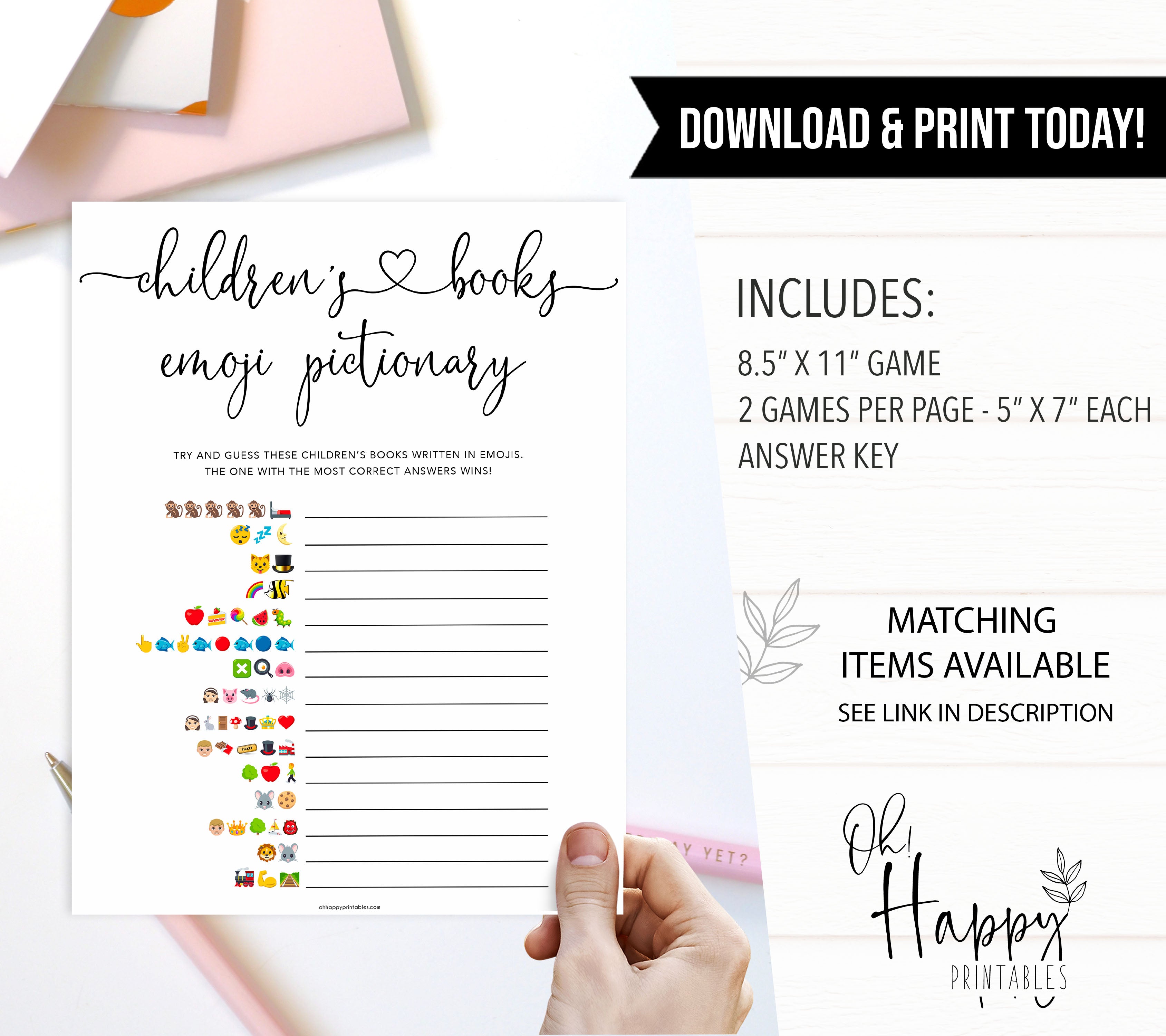 Minimalist baby shower games, childrens book emoji pictionary baby games, 10 baby game bundles, fun baby games, printable baby games, top baby games, popular baby games, labor or porn games, neutral baby games, gender reveal games