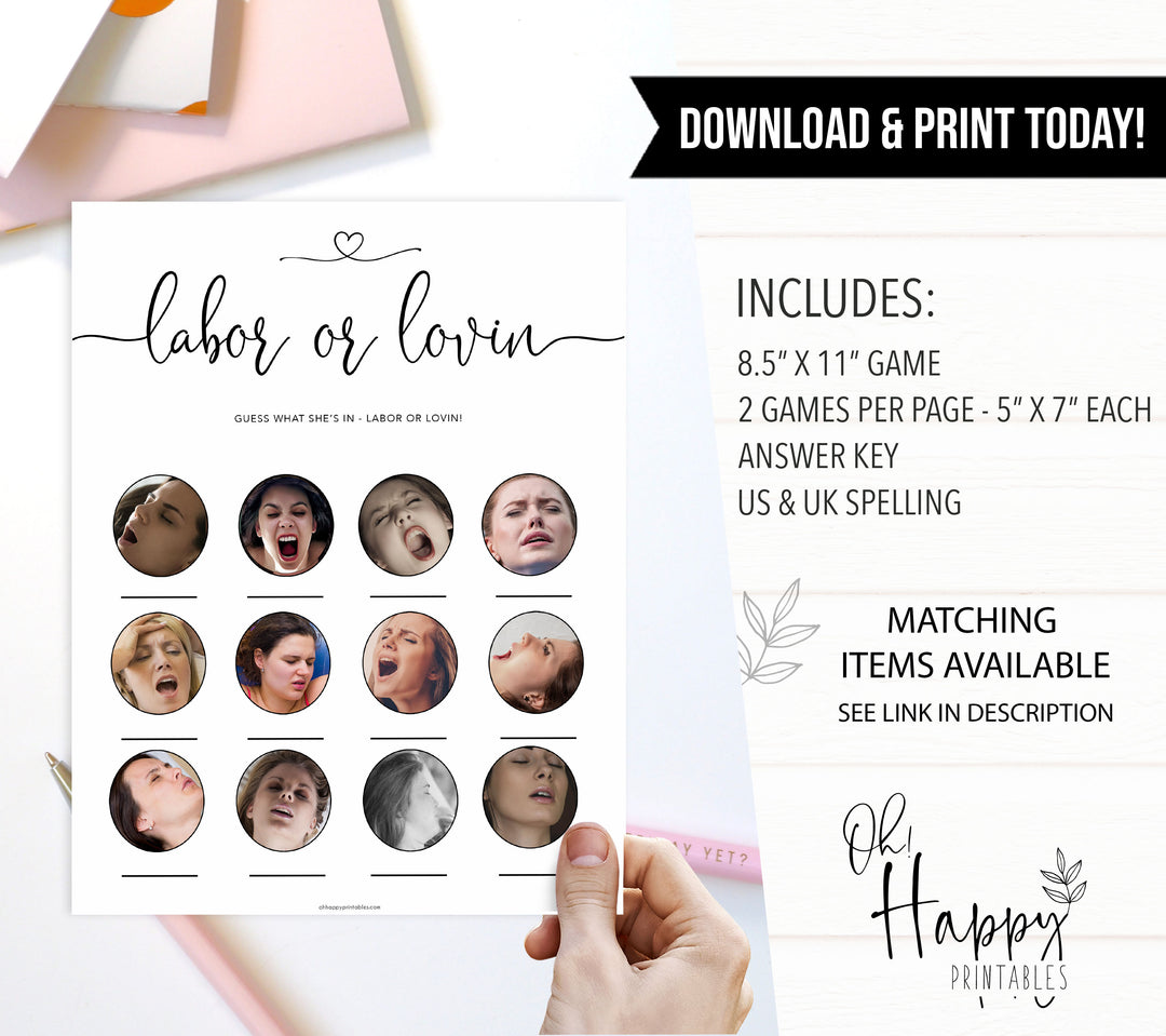 Minimalist baby shower games, labour or lovin  baby games, 10 baby game bundles, fun baby games, printable baby games, top baby games, popular baby games, labor or porn games, neutral baby games, gender reveal games