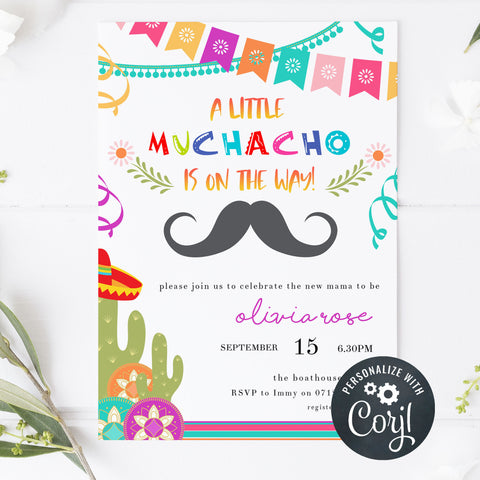 fiesta baby shower theme, printable baby shower invitations, editable baby shower invites, mexican baby shower, baby shower phone invites